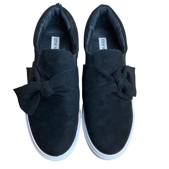 Steve Madden Frilie Platform Bow Sneakers Sz 9.5 Black White - Picture 1 of 7